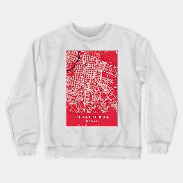 Piracicaba - Brazil - Street Map Crewneck Sweatshirt by guayguay